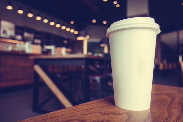 White coffee cup on table