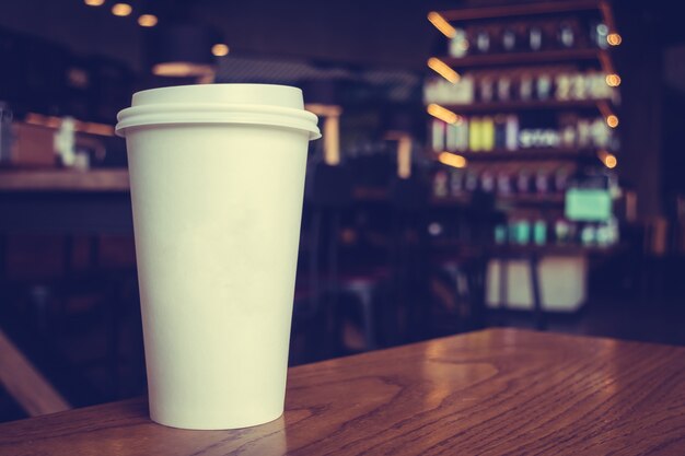 White coffee cup on table