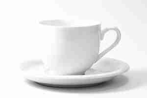 Free photo white cup and saucer isolated on white background