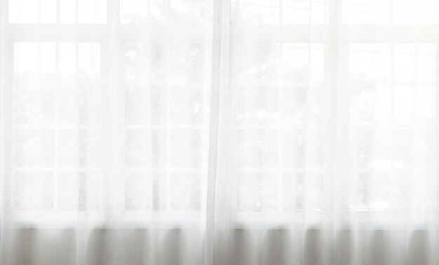 White curtain wavy with transparent curtain on window a pattern background