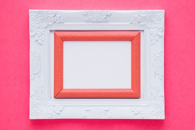 White double frame with pink background