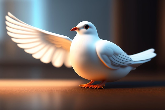 Free photo a white dove with its wings outstretched.