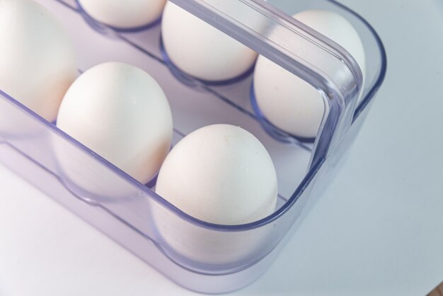 White eggs on the white table