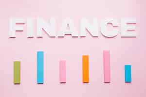 Free photo white finance text over the colored bar graph on pink background