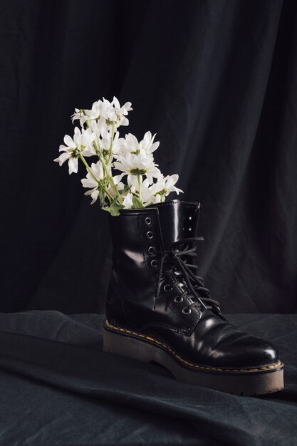 White flowers in boot