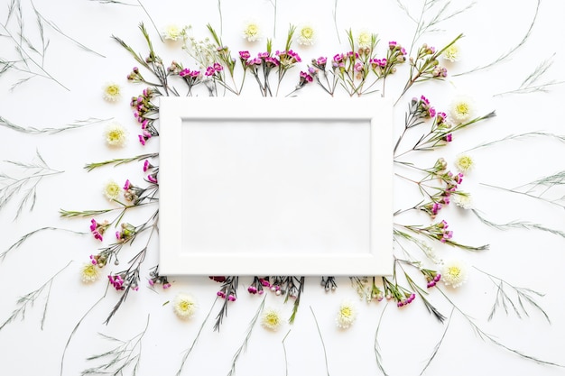 White frame on white flowers