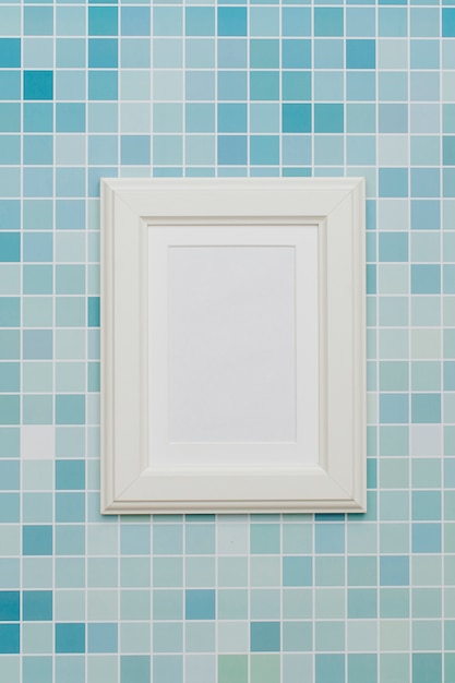 White frame with abstract background.