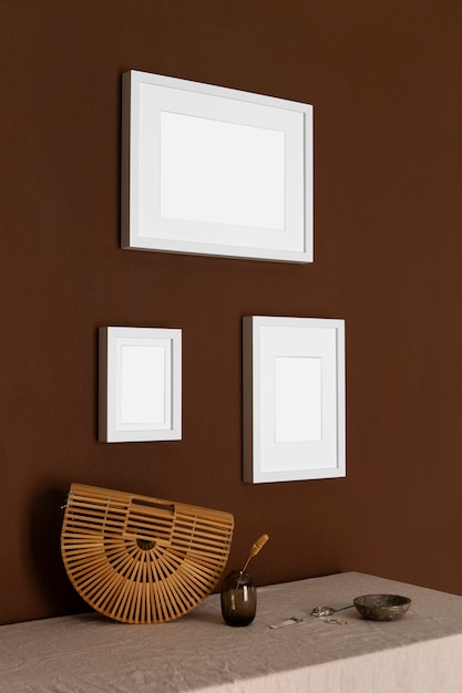 White frames on wall