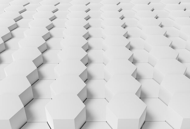 육각형 모양의 흰색 기하학적 벽지