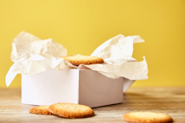 White gift box with cookies