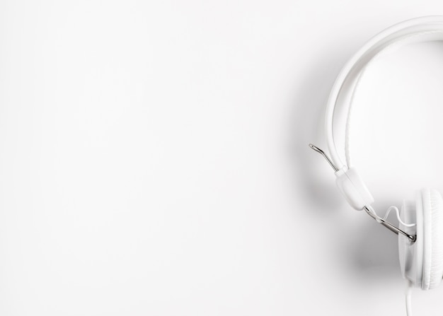 White headphones with copy space