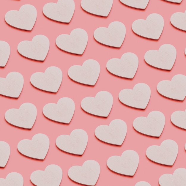 White hearts on pink