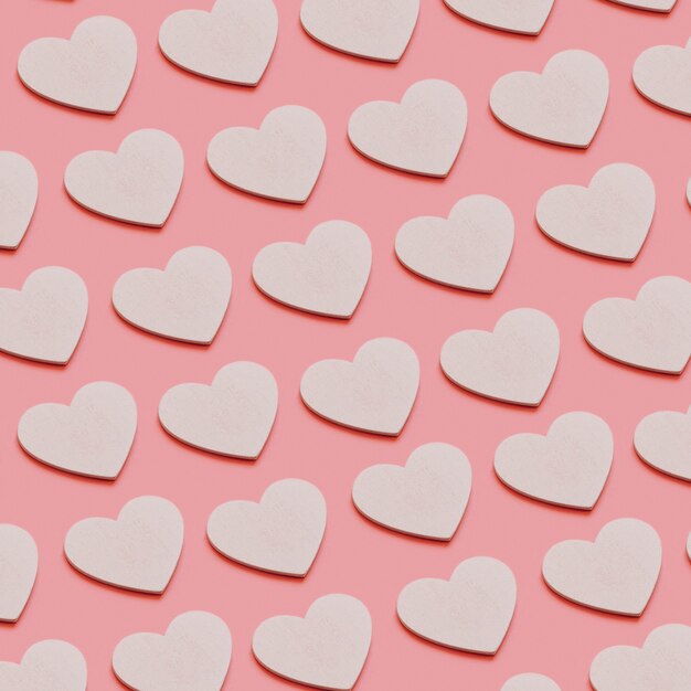 White hearts on pink