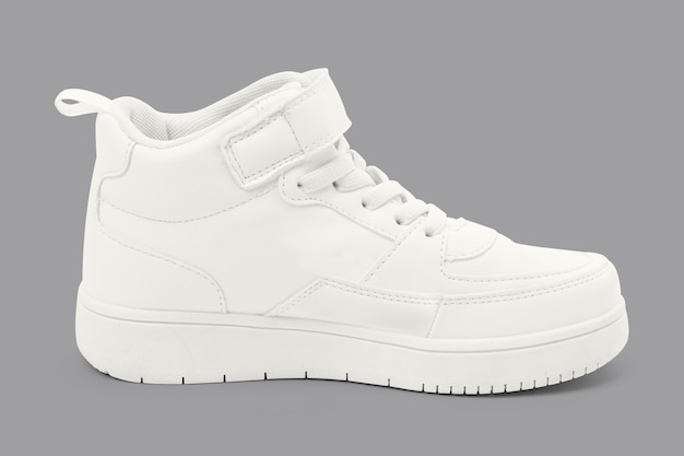 Free photo white high top sneakers unisex footwear fashion