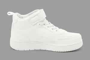 Free photo white high top sneakers unisex footwear fashion