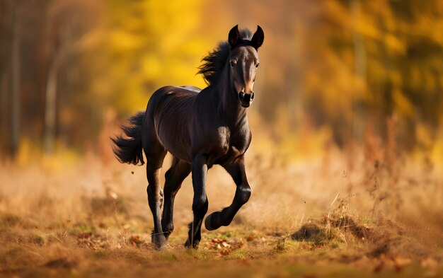 牧草地の白い馬