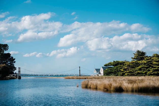 white house and sea