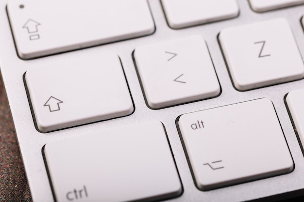 White keyboard of laptop