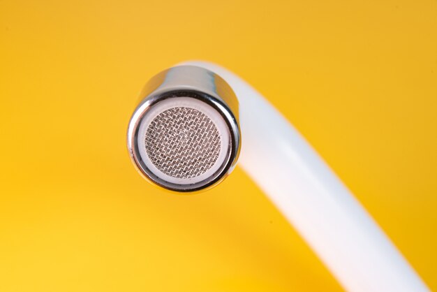 White kitchen sink faucet  - Close up