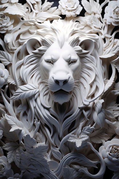 White lion head in studio