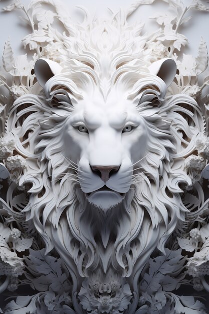 White lion head in studio