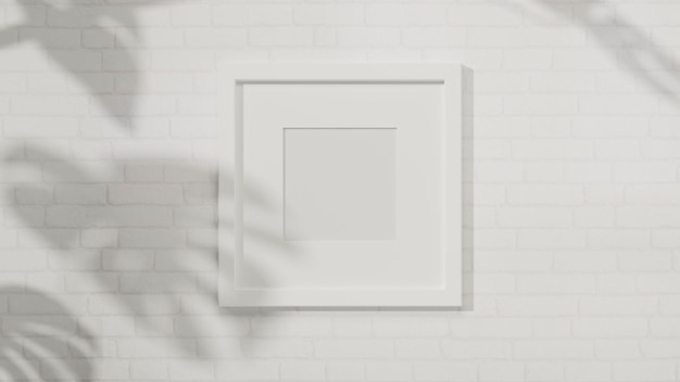 White living room wall with white photo frame mockup for montage your picture. 3d rendering, 3d illustration