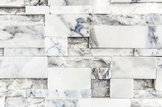 White marble brick wall textured wallpaper