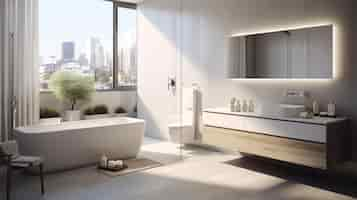 Free photo white and modern furniture adorns the bathroom walls