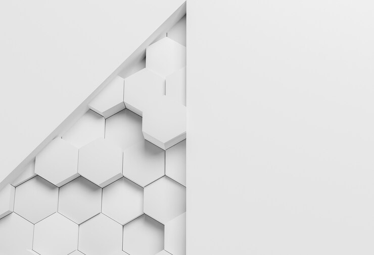 Free Photo white modern geometrical wallpaper with hexagons