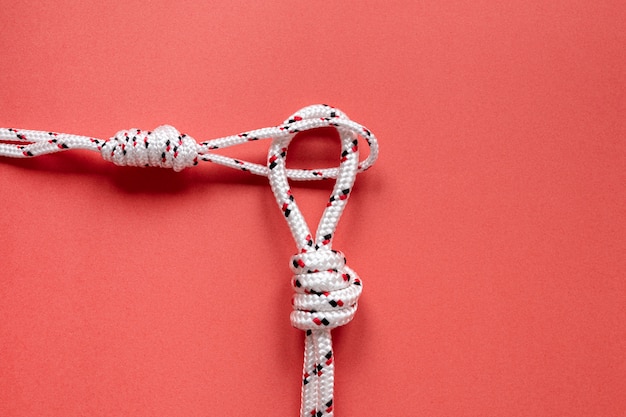 White nautical rope knots top view