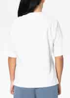 Free photo white oversized t-shirt with design space women's casual apparel rear view