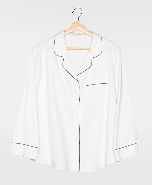 Free photo white pajama shirt front view simple nightwear apparel