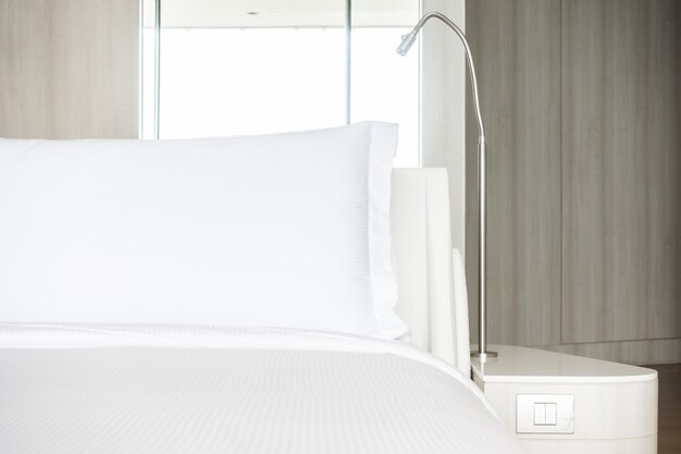 White pillow on bed