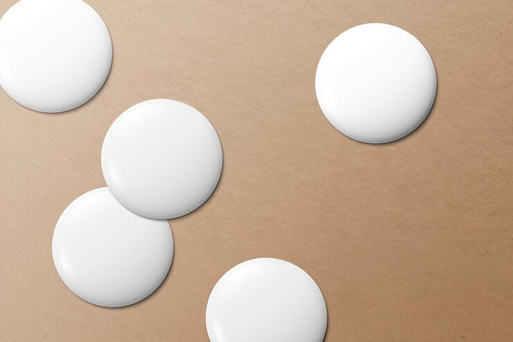 Free Photo white pin badges, blank design set