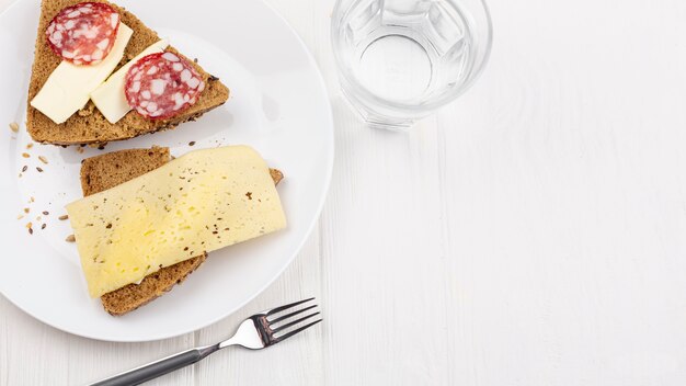 White plate with sandwiches