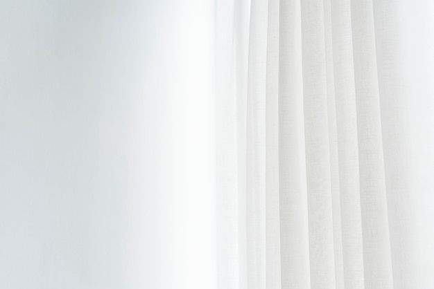 White pleated curtain in a living room