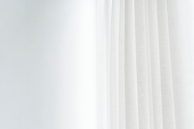 White pleated curtain in a living room