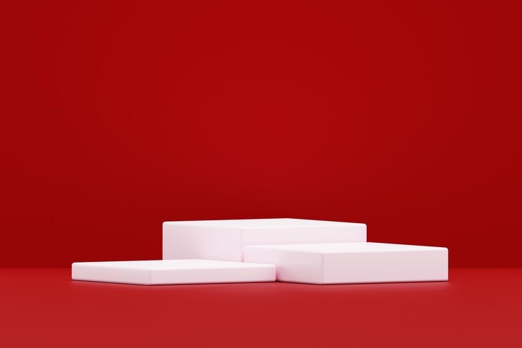 Free Photo white podium geometric pedestal minimal platform product presentation display showroom on red background 3d