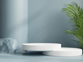 제품 프레젠테이션, 3d 렌더링을 위한 흰색 연단 모형 디스플레이