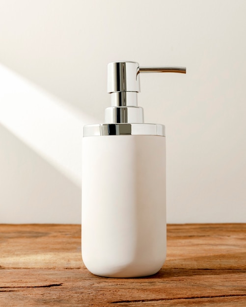 White pump soap bottle on a table