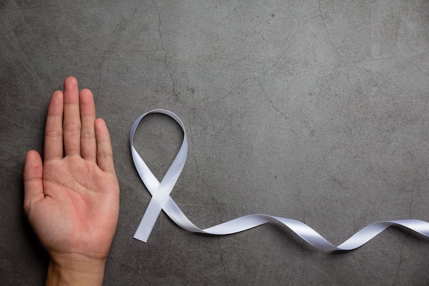 White ribbon symbol of peace International day of non violence.