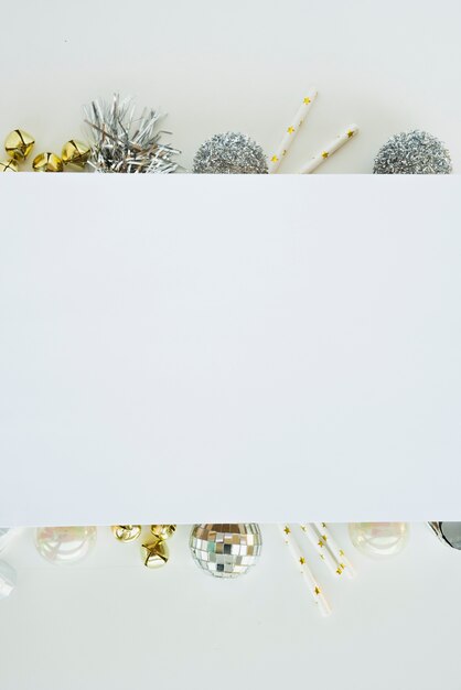 White sheet on Christmas composition