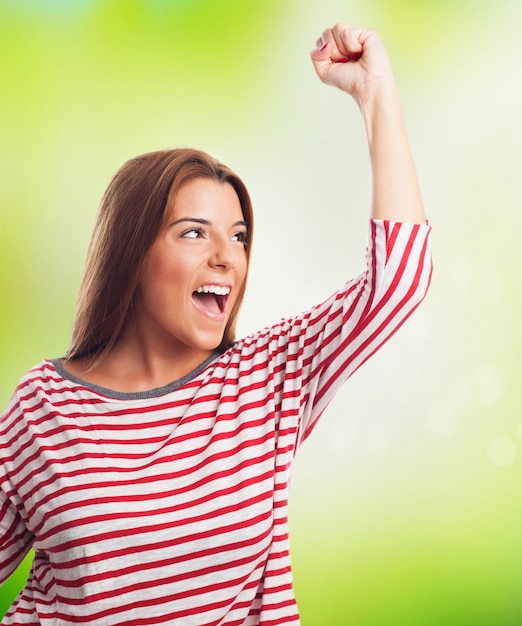 Free photo white smiling lady win celebration