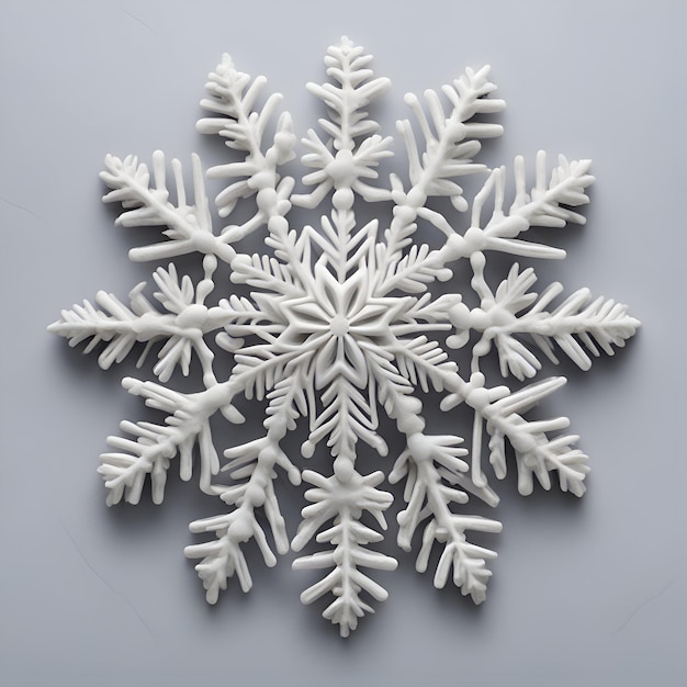 Free photo white snowflake isolated on gray background top view flat lay