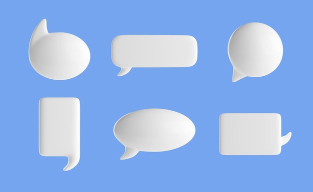 White speech bubbles 3d chat icons