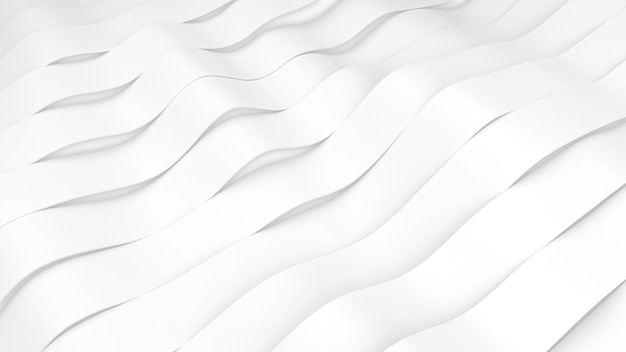 White stripes waves surface. Deformed bands surface with soft light. Modern bright background