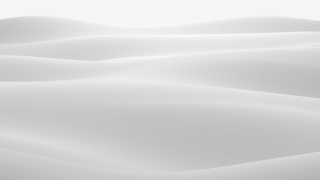 Free photo white surface with reflections. smooth minimal light waves background. blurry silk waves. minimal soft grayscale ripples flow. 3d render illustration.