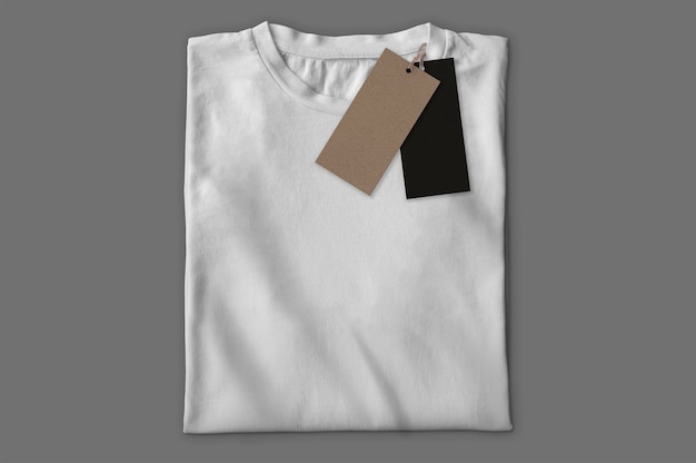 White t-shirt with labels Free Photo