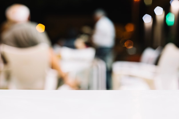 White table in restaurant