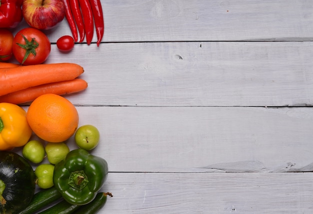 White table with vegetables